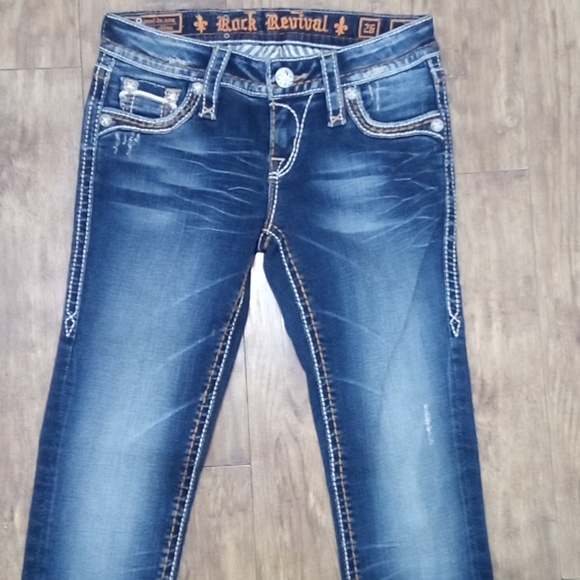 Rock Revival NWOT Women's 26 Skinny Flo Embellished Faux Leather Distressed - Picture 3 of 12